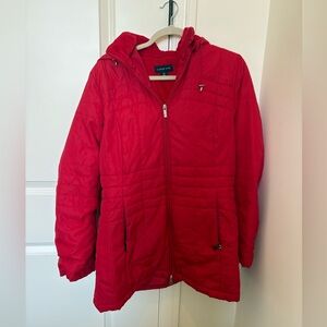 3/$35 💸  LANDS END Fleece Lined Red Quilted Jacket